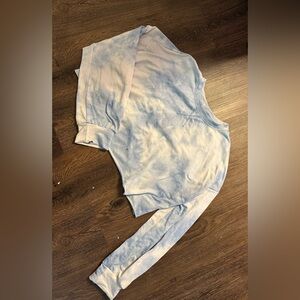 Blue Tie-Dye Cropped Sweatshirt